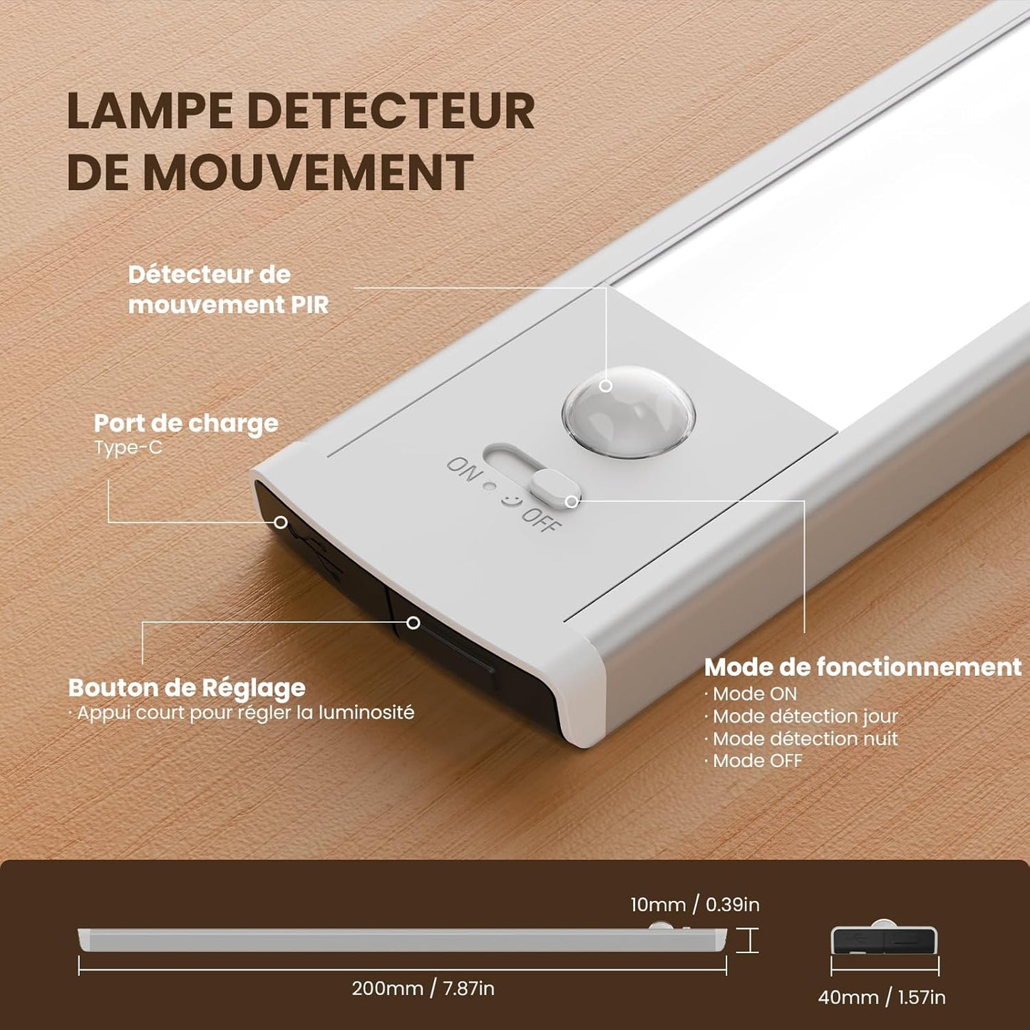 Barre LED USB à Détecteur de Mouvement